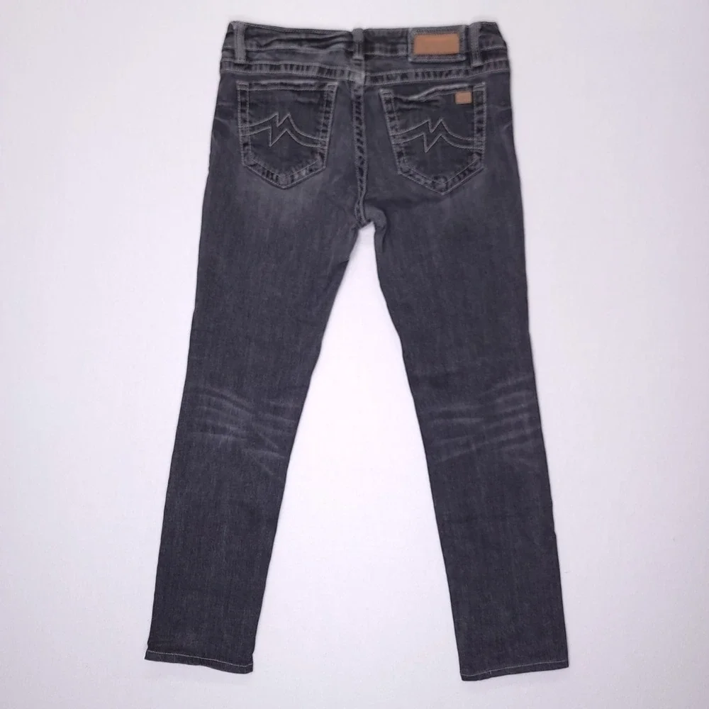 Miss Me Jeans Sunny Skinny Gray‎ Distressed Denim Women Size 31
